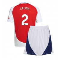 Camisa de Futebol Arsenal William Saliba #2 Equipamento Principal Infantil 2024-25 Manga Curta (+ Calças curtas)